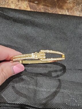Gold Crystal Buckle Bangle Bracelet